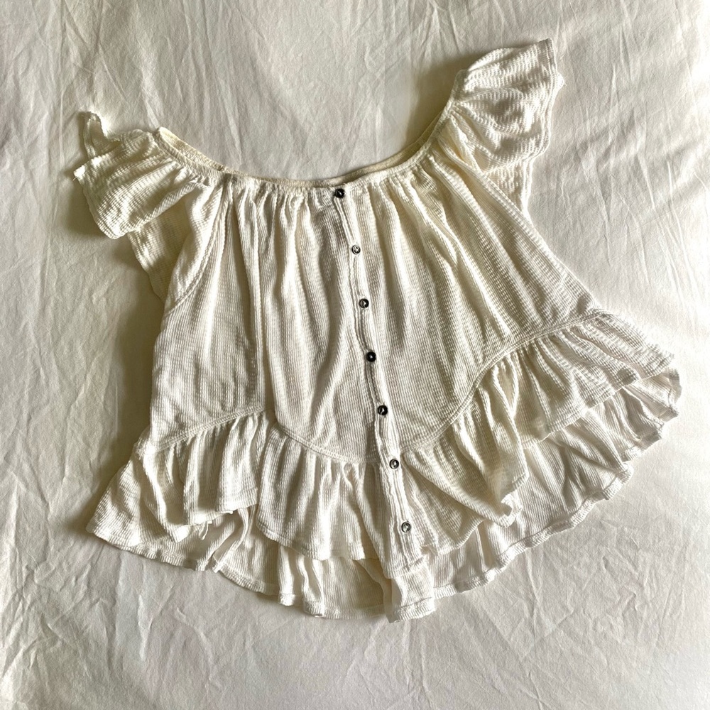 FREE PEOPLE We the Free - White Off Shoulder Top